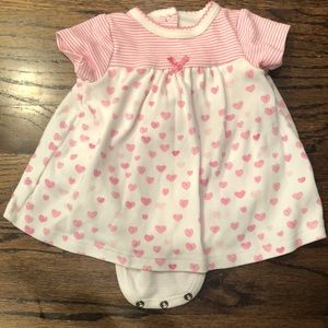 Little me pink heart dress onesie 3mo